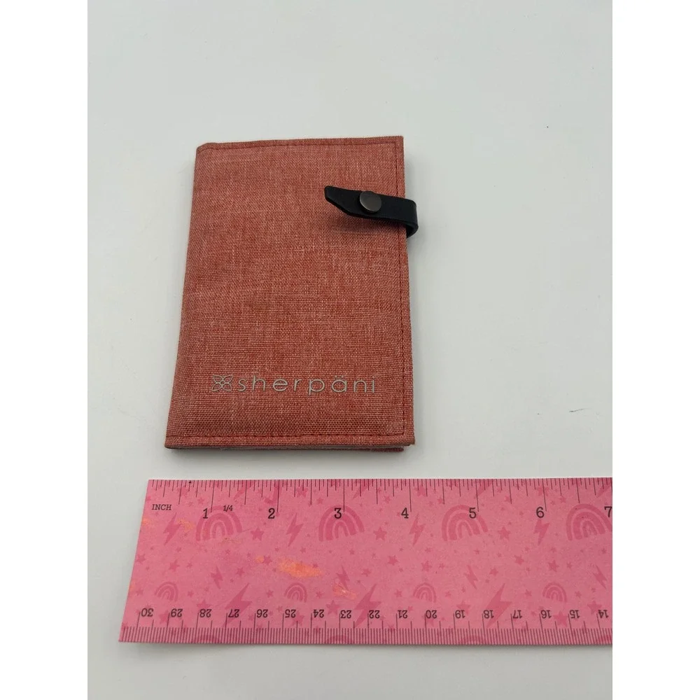 Sherpani Passport Wallet Red Orange Heathered Slim Travel Organizer Snap Closure